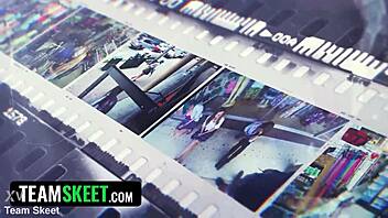 shoplifter with pierced nipples gets punished hard! clothes ripped off for rough submission in the store