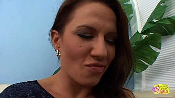 experienced milf helps shy busty brunette orgasm by licking tight pussy