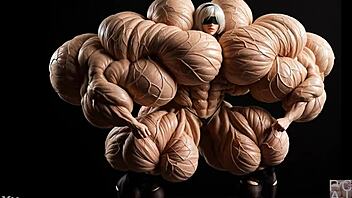 2b casually grows into a muscular giantess in this tall bodybuilder fmg ai animation with huge cartoon features