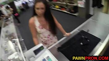 Dominatrix blackmailed in shop gets dominated and fucked by horny pawnbroker group