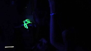 Carrie B dives into wild blacklight sex with deepthroat gagging and hardcore choking on a skinny slut's small tits