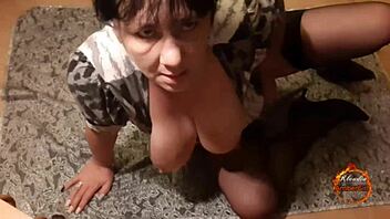 In this solo session, Klaudiaambergirl indulges in masturbation while wearing stockings and lingerie, showcasing her big tits.