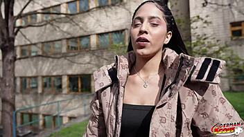 German scout picks up skinny latina teen Helen Star for intense casting session in Berlin