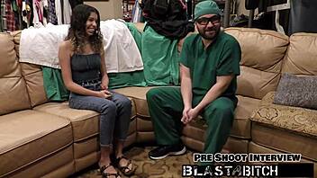 Hey, Aria Nicole gets a creampie in her pussy at the doctor's office!