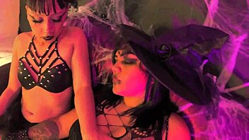 Watch The Witch Virgin And Devil Summon Monsters To Pound Their Wet Pussies In Halloween Orgy!