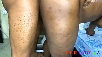 Creamy big black babe from dating site squirts with orgasm while riding monster cock in wet pussy creampie.