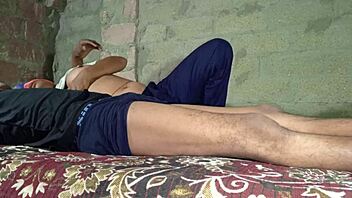 a young indian roommate shares first time experience in garden with husband and wife in bedroom nature setting