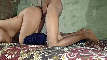 a young indian roommate shares first time experience in garden with husband and wife in bedroom nature setting