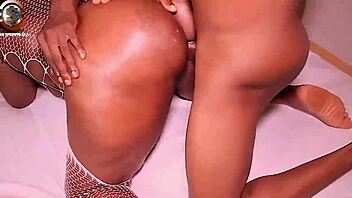 Whoa! African big booty black girl takes on BBC gangbang in this hot threesome with intense banging and oiled action!