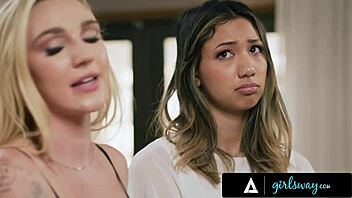 girlsway - big-titted kendra sunderland hard rough 3-way fucks her conscience instead of bffs wife