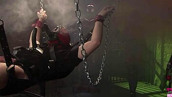 Can two strapons and a big cock satisfy a horny BDSM-loving brunette in latex cosplay?