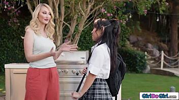 Busty milf stared at my panties and I made my move