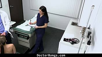 Nurse, Get This Shy Patient Ready For Doctor Checkup With Asian Threesome Action!