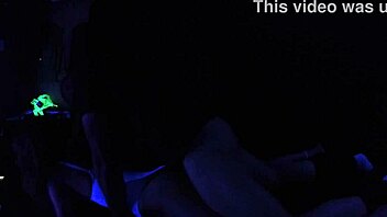 Carrie B dives into wild blacklight sex with deepthroat gagging and hardcore choking on a skinny slut's small tits