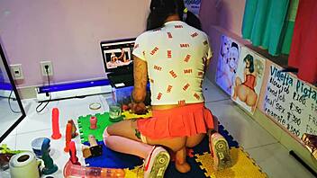 Oh wow, watching that teen otaku schoolgirl get fucked while I jerk off with my dildo!