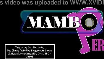 Very horny Brazilian cutie Bea Cherry takes two huge cocks in wild anal action.