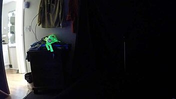 Carrie B dives into wild blacklight sex with deepthroat gagging and hardcore choking on a skinny slut's small tits