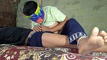 a young indian roommate shares first time experience in garden with husband and wife in bedroom nature setting