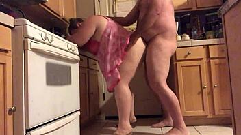 Hey, check out this fat amateur wife chilling in the kitchen