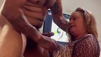 Amateur couple engages in deepthroat gagging and choking while fucking mature milf in lingerie during homemade session