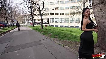 German scout picks up skinny latina teen Helen Star for intense casting session in Berlin