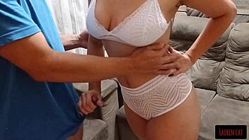 Brunette Hottie Gags On Cock In Throat During Blowjob Cumshot Amateur Session