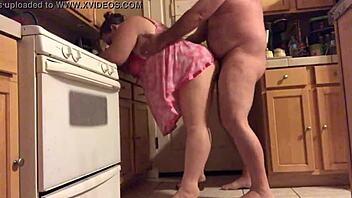 Hey, check out this fat amateur wife chilling in the kitchen