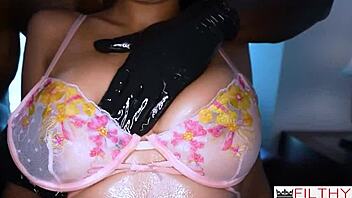 Busty Roxie Loved BBC Massage With Oiled Brunette Bent Over Interracial Action