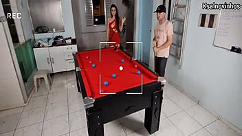 The outdoor fantasy unfolded as he taught the woman how to play pool billiards with a taboo twist.