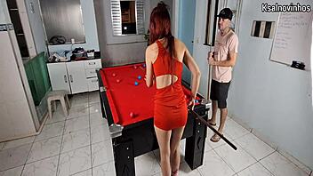 The outdoor fantasy unfolded as he taught the woman how to play pool billiards with a taboo twist.