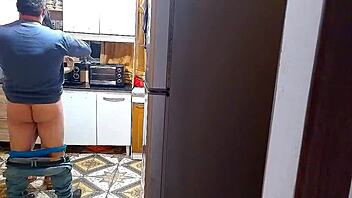 Uh, in the kitchen of sin, the wife gets wild with her lover... so intense!