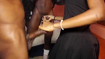 Chidinma rides three big cocks getting double penetrated in tight asshole during ebony homemade gangbang