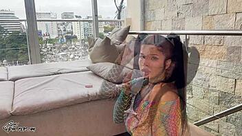 oh fuck, humiliate this submissive slut with big tits using milk, slap her, then give hard creampie!!