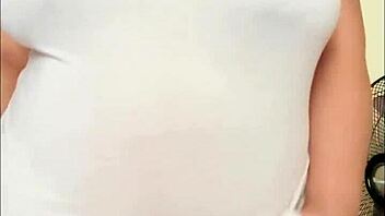 pregnant arab girl shows off her big belly and milky boobs!