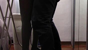 The MILF with beautiful legs and pantyhose was ironing when she got touched and then fucked in a preview.