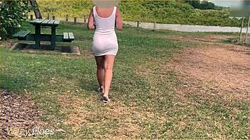 wife swinging on the playground with no panties flashing upskirt