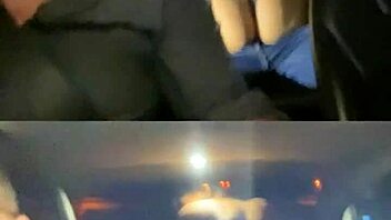 Uber cuckold gives wife in the back seat of the car to lover while he drives