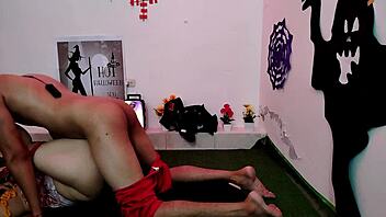 Hey, on Halloween with my curvy Mexican neighbor, I end up fucking her doggy style in costume.