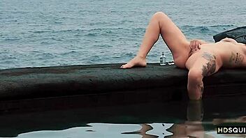 free spirit girl cat asstrophe squirts by the shore