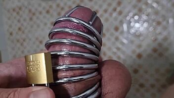 i pee with a chastity belt on my cock