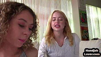 Tiny Petite Babes Deliver Erotic POV Handjobs on Throbbing Cock in Steamy Threesome