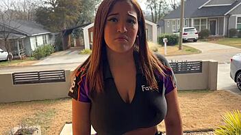 i'm that big boobed delivery slut, uh, ready to handle your package with hardcore blowjob and deep anal pounding, you know?