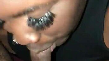 Young bbw gives sloppy head to monster cock. She handles the nasty action with ease.