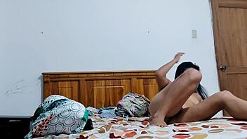 Woman undressing in a homemade video showing her body opening wide