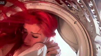 redhead latina stuck in washer gets rough fucked and facial cum