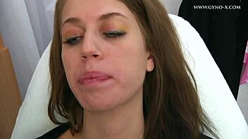 Kristine undergoes detailed gyno exam with speculum and fingering at hospital