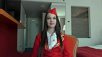 hey check out air hostess angelina brill in this fun uniform scene