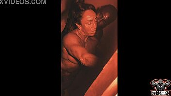 Ever wondered about muscular blonde cougar Ruby Muscle getting wet and wild in interracial shower scene?