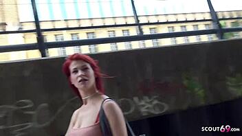 Hey, check out this German scout picking up cute redhead student Jenny for street casting cash fuck! 😏💦