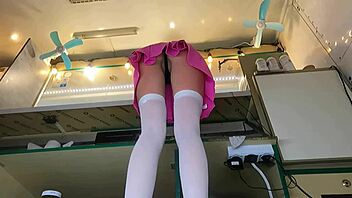 Super cute girl gets caught on hidden camera with upskirt view at work